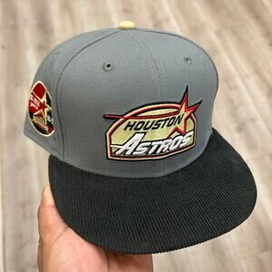 Houston Astros Black Corduroy 35th Great Years New Era Fitted Hat Cap size 7 /14